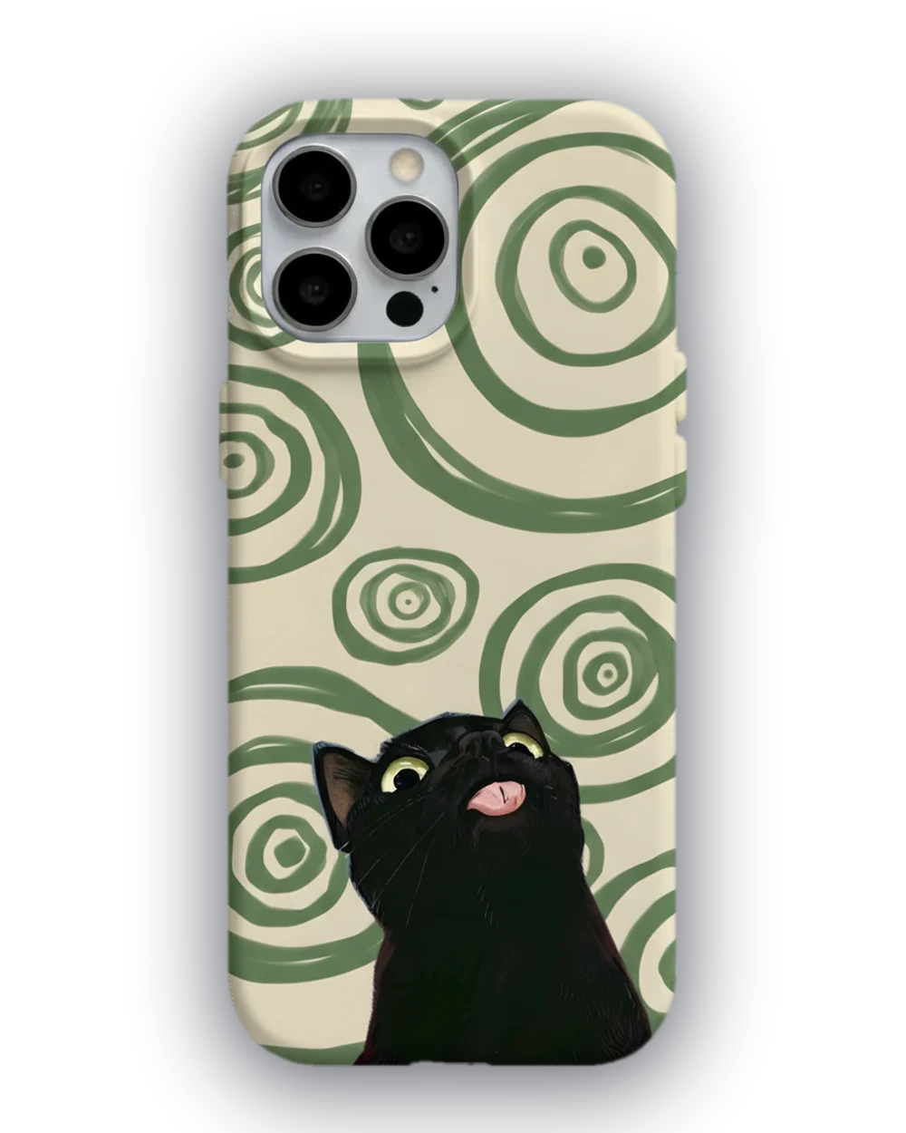 Siyah Kedi Spiral telefon kılıfı